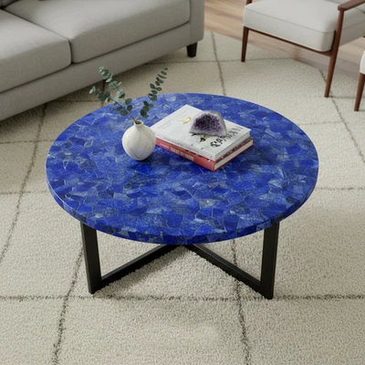 Lapis Lazuli Living Room Table Top – Natural Blue Gemstone Slab – Luxury Stone - Image 1 of 3