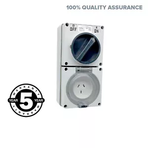 3 Pin 10 Amp Switched Socket Outlet IP66 Weatherproof Industrial - Bild 1 von 5
