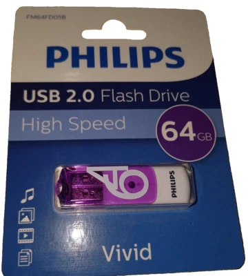 Clé USB PHILIPS FM64FD05B 64 Go, USB 2.0, lecture 25 Mb/s, écriture 18 Mb/s, - Photo 1/3