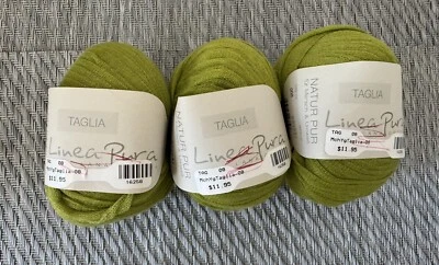 Lana Grossa LINEA PURA TAGLIA Yarn Color#8-Olive 50g/98yds 100% Cotton Lot of 3 - Image 1 of 4
