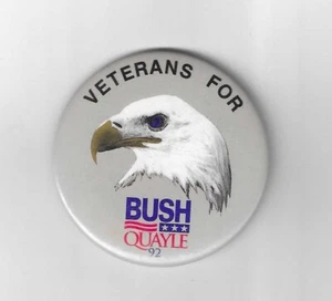 1992 Veterans For Bush Quayle All Metal Pin Back Political Button - Picture 1 of 2