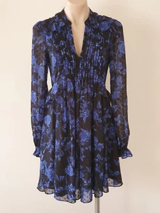 Wayne Cooper size 8 black and royal blue long sleeve mini dress - Picture 1 of 15
