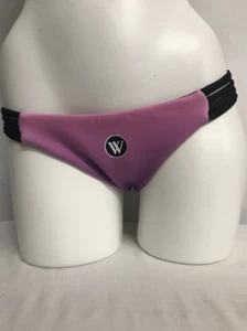 WILDFOX REVERSIBLE STRAPPY LOW RISE SWIM BIKINI BOTTOMS BLACK PURPLE SMALL $82 - Picture 1 of 5