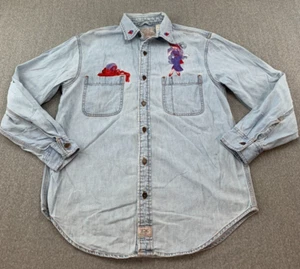 Red Hat Society Levi Denim Embroidered Button Down Shirt M Lady Club Rhinestone - Picture 1 of 18