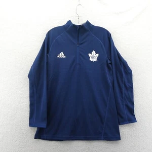 Toronto Maple Leafs Mens Medium Athletic Jacket Blue Adidas NHL Hockey 1/4 New - Picture 1 of 10