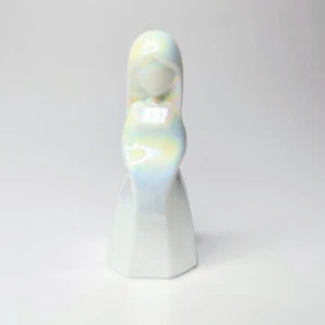 Mosser Glass, Jenny Doll Bell, Iridized White Pearl (white opaque carnival) 1980 - Picture 1 of 5