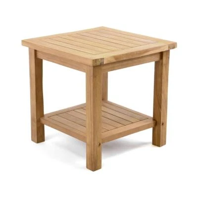 DIVERO Beistelltisch Blumenhocker Teakholz behandelt Garten Terrasse 50x50cm - Bild 1 von 4