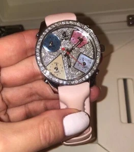 PINK JACOB & CO 5 TIME ZONES WATCH WITH ORIGINAL FACTORY DIAMONDS - Picture 1 of 23