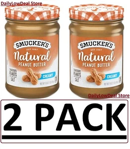 2 PACK - Smucker's Creamy Natural Peanut Butter 16 oz Smuckers (Total 32 oz) - Picture 1 of 2