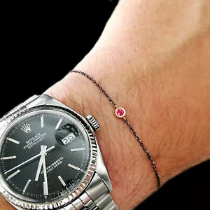Bracciale Uomo Oro Nero 18kt 750 con RUBINO ROSSO Naturale realizzato su misura - Foto 1 di 7