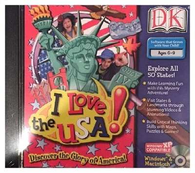 DK I Love The USA Pc Brand New XP Explore 50 States Landmarks Videos Maps - Image 1 of 2
