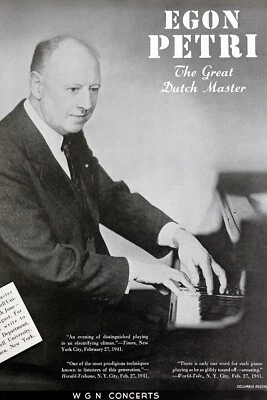 EGON PETRI Pianist 1940s Booking Ad Concert Orchestra Performers - Image 1 of 2