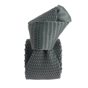 Cravate Tricot unie, Gris Anthracite, bout noir. Arcobaleno - Gris - - Imagen 1 de 4