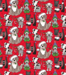 Christmas Dogs Glitter Red Fabric - 18" x 44" -  - Picture 1 of 1
