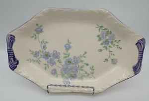 Blue Bell Serving Plate Furukawa Japan White Blue Purple Flowers 9 1/2 inch Vtg - Picture 1 of 10