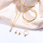 4pcs/set Luxury Women Ring Necklace Earrings Rhinestone Bracelet Jewelry Set