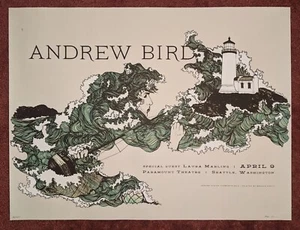 Frida Clements ANDREW BIRD ltd screen print POSTER signed 18" X 24" Seattle 2012 - Picture 1 of 7