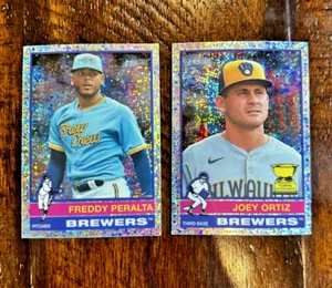 LOT - 2025 Topps Heritage Baseball - SPARKLE JOEY ORTIZ FREDDY PERALTA BREWERS - Bild 1 von 2