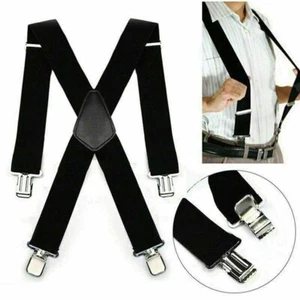 Hombres 35mm Extra Ancho Ajustable Elástico Hombres Tirantes Brackets Clip On Lo último 2024 - Imagen 1 de 12