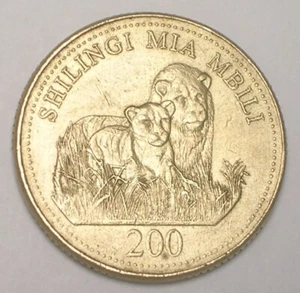 1998 Tanzania Tanzanian 200 Shilingi Lions VF - Picture 1 of 2