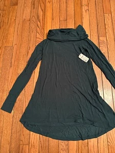 Women’s Regular XS Dark Green Long Sleeve Loose Neck Shirt Dress NWT - Picture 1 of 3