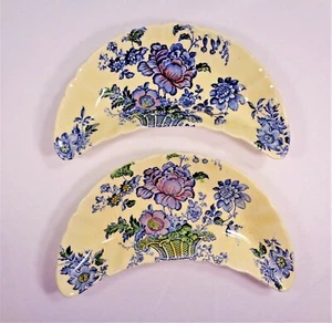 2 platos de hueso floral azul Inglaterra Royal Crownford Staffordshire Inglaterra años 40 de colección - Imagen 1 de 9
