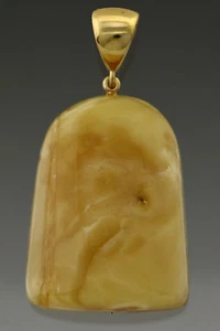 Genuine BALTIC AMBER Large Egg Yolk Silver Gold Plated Pendant 18.2g p160929-17 - Picture 1 of 5
