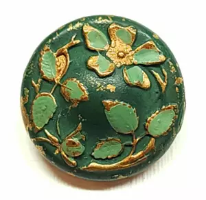 Antiguo botón de flor esmaltado en frío de latón dorado estampado de 1 pieza ~ más de 9/16" - Imagen 1 de 4