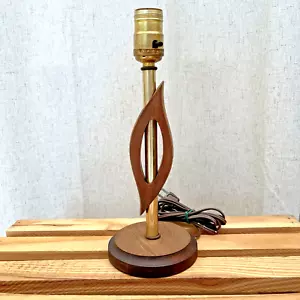 VTG MCM 12" Teakwood Teak Wood Danish Table / Night Stand Lamp Yugoslavia - Picture 1 of 10