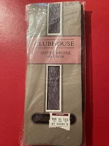 Vintage Clubhouse Gothic Argyle Pantyhose Black Heather Size B - Picture 1 of 5