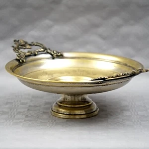 Antiguo cuenco Art Nouveau cuenco de presentación cuenco suntuoso con flores de ángel latón - Imagen 1 de 14