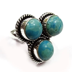 Larimar Splendid Gemstone Ethnic Handmade Jewelry Ring 7.75'' u580 - Picture 1 of 4