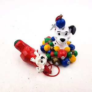 Disney 101 DALMATIONS Christmas Ornaments Puppy in Lights & Puppy in Stocking - Picture 1 of 7