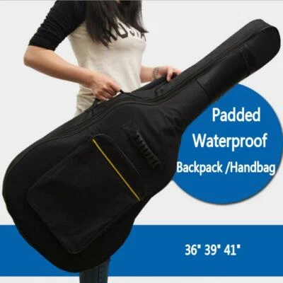41" Canvas Black Padded Classical Acoustic Guitar Bag Backpack Handbag New - Image 1 of 4