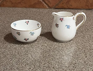 VTG Crown Staffordshire Fine Bone China Creamer & Sugar Bowl Floral Mini A2712 - Picture 1 of 6