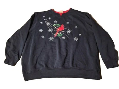 Vintage Layer Look Winter Cardinal Sweatshirt Snowflake - Size 2XL (335) - Image 1 of 4