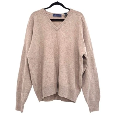 Suéter John Ashford 100% Lana de Cordero Cuello en V Beige Calce Clásico Tejido Suave XL Golf Foto 1 de 4