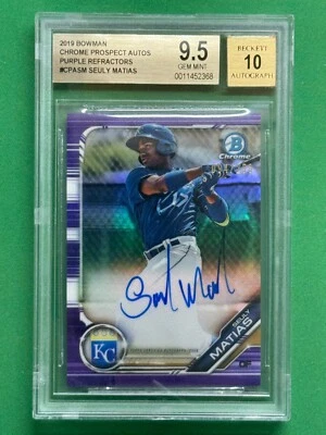 2019 Bowman Chrome #CPA-SM Seuly Matias Autograph Purple Refractor /250 BGS 9.5 - Image 1 of 2