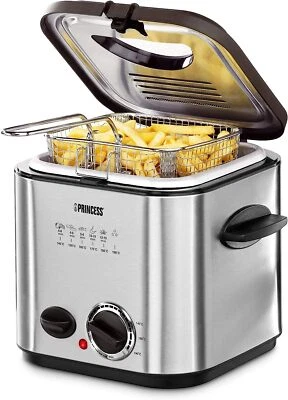 Princess 182611 Mini Fritteuse + Fondue Geruchsfilter 840 W 1,2 Liter Edelstahl - Bild 1 von 3