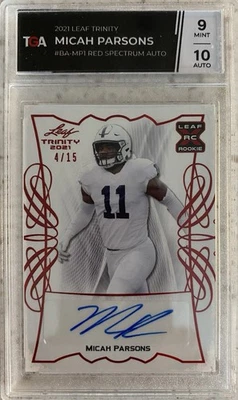 2021 Leaf Trinity Red Micah Parsons XRC RC ROOKIE AUTO 1/15 - Image 1 of 2