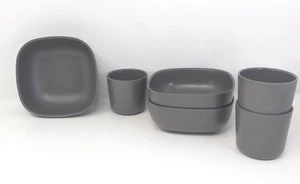 Eco Ekobo Biobu Cereal Bowl & Small Cup Lot 6 Gray Composite BPA Free Minimalist - Picture 1 of 16
