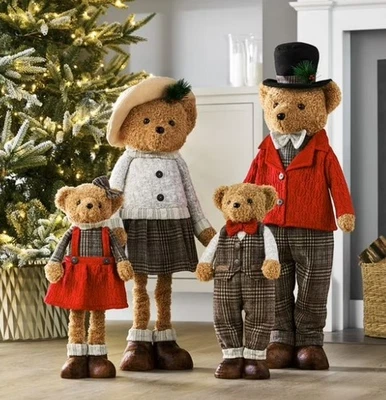 Members Mark Plush Bear Family Set of 4 Indoor Christmas Decoration  - Image 1 of 2