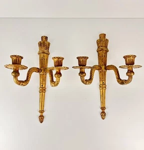 (2) Apliques de pared de 2 brazos estilo francés Luis XVI de latón macizo/bronce de colección raros - Imagen 1 de 22