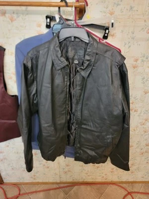 Chaqueta de cuero negra Knightsbridge vintage para hombre grande 100 % cuero usada en excelente estado Foto 1 de 4