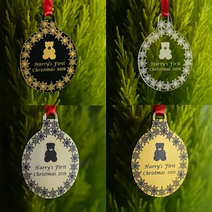 Personalisierte Christbaumkugel individuell Name Ornament Geschenk Baumschmuck Bär Papa - Bild 1 von 5