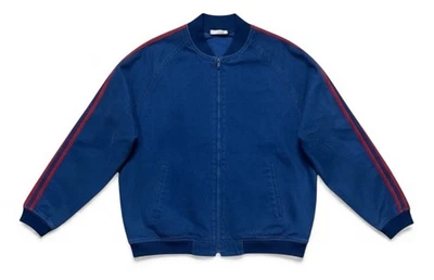 Chaqueta Bomber Vintage Para Hombre Brooks Brothers Azul Gamuza Cremallera Completa Rayas Talla XL Foto 1 de 2