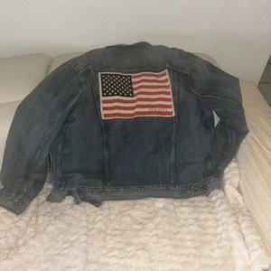 Ralph Lauren Polo Vintage Rare Distressed American flag Denim Jacket XXL - Picture 1 of 10