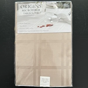 ORIGINS Mikrofaser Tischdecke 60” x 102” OVAL BEIGE Sitze 8-10 NEU - Bild 1 von 5