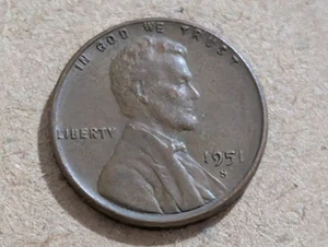 Centavo de trigo Lincoln 1951-S circulado sin clasificar sin certificado  - Imagen 1 de 2