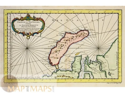 Russia, Novaya Zemlya Old antique map, La Nouvelle Zemble. Bellin 1758 - Image 1 of 2